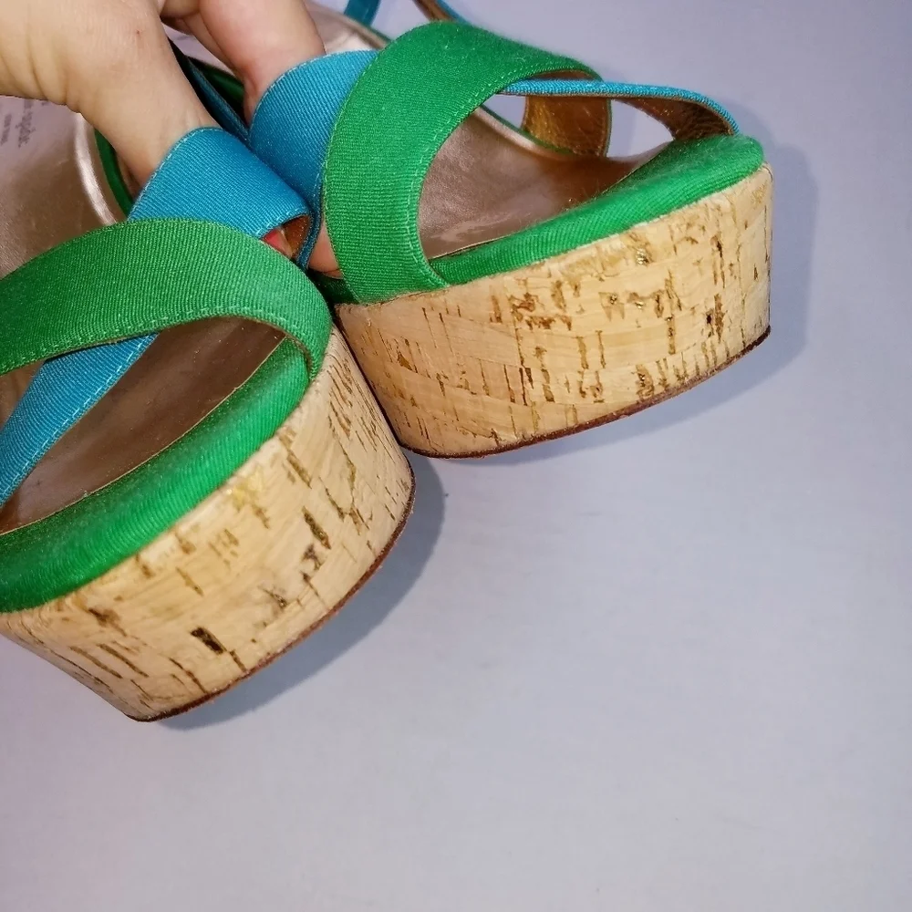 🌸‎ Kate Spade | Suede Multicolor Wedge Sandals 9.5